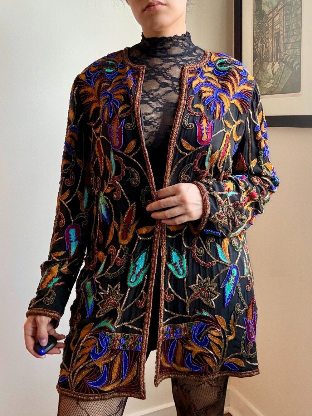 Vintage Judith Ann 100% silk beaded jacket